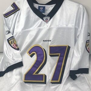 REEBOK ON FIELD NFL BALTIMORE RAVENS JERSEY PLAYER #27 RICE SEWN SIZE 56